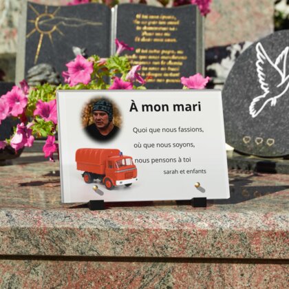 Plaque funéraire camion-de-pompier 27 Plaquedeces.fr
