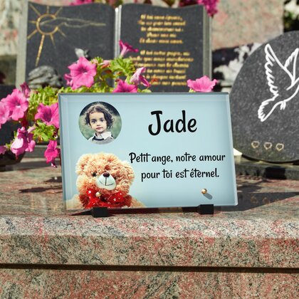 Plaque funéraire enfant-nounours 27 Plaquedeces.fr
