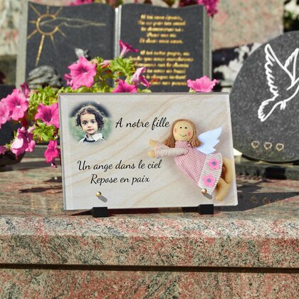 Plaque funéraire ange-doudou 19 Plaquedeces.fr
