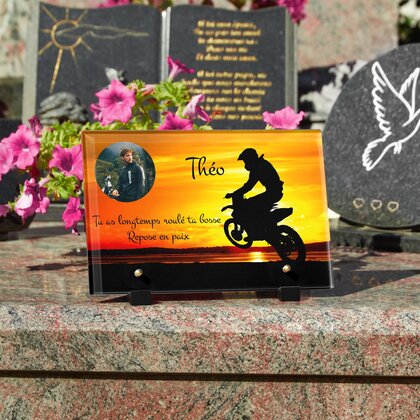 Plaque funéraire moto-cross-soleil 19 Plaquedeces.fr
