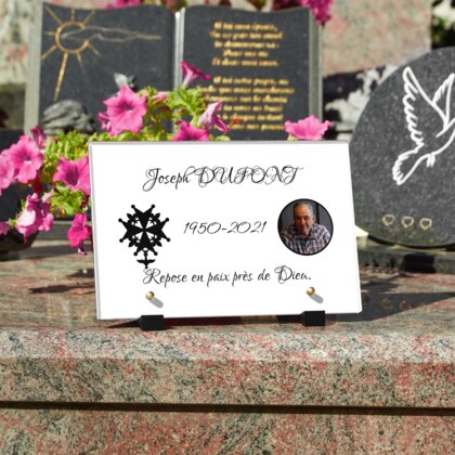 Plaque funéraire protestant-croix-huguenote 22 Plaquedeces.fr
