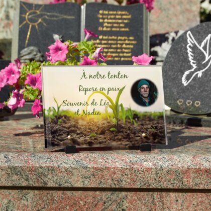 Plaque funéraire plante-qui-pousse 28 Plaquedeces.fr
