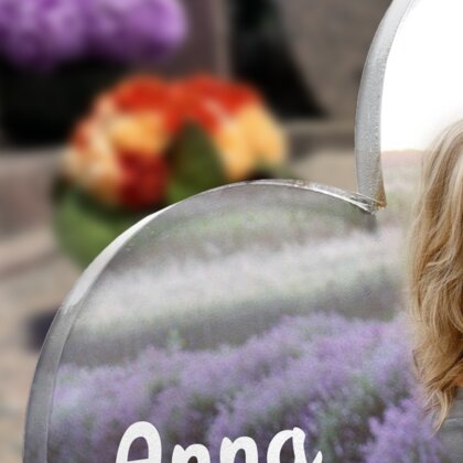 Plaque funéraire lavande-au-soleil-forme-double-coeur 14 Plaquedeces.fr
