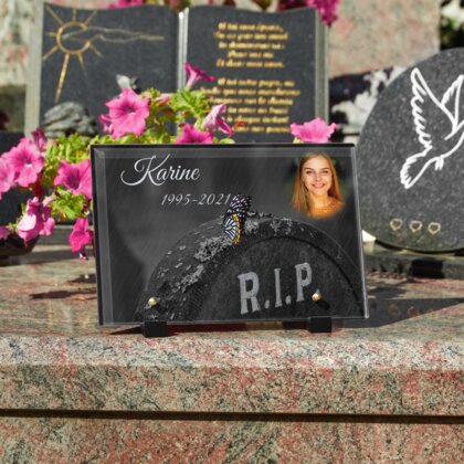 Plaque funéraire r-i-p-papillon 10 Plaquedeces.fr
