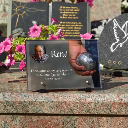 Plaque funéraire boule-de-petanque 27 Plaquedeces.fr
