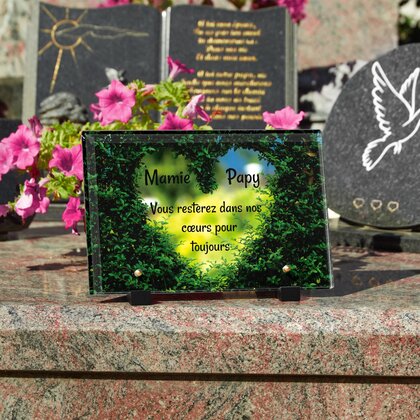 Plaque funéraire coeur-jardin 11 Plaquedeces.fr
