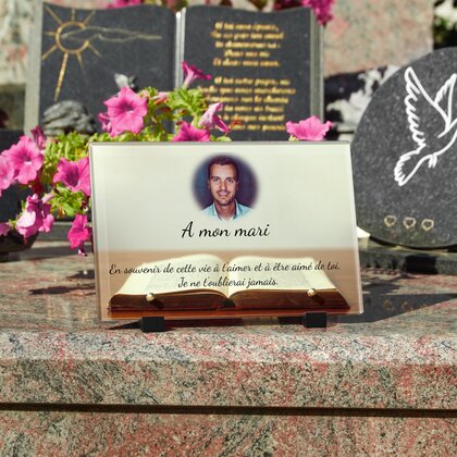 Plaque funéraire livre-grand-ouvert 27 Plaquedeces.fr
