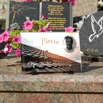 Plaque funéraire toit-couvreur 14 Plaquedeces.fr
