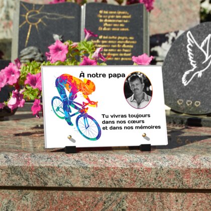Plaque funéraire cycliste-colore 5 Plaquedeces.fr
