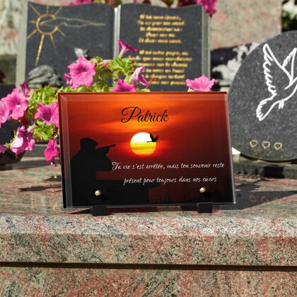 Plaque funéraire chasseur-oiseau 20 Plaquedeces.fr
