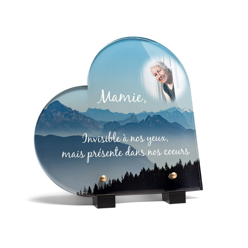 Plaque funéraire montagne-forme-coeur 17 Plaquedeces.fr
