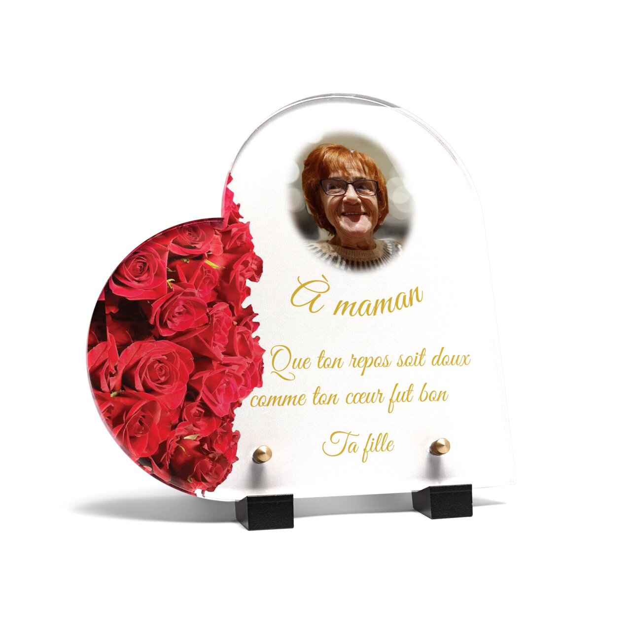 Plaque funéraire mur-de-roses-forme-coeur 24 Plaquedeces.fr
