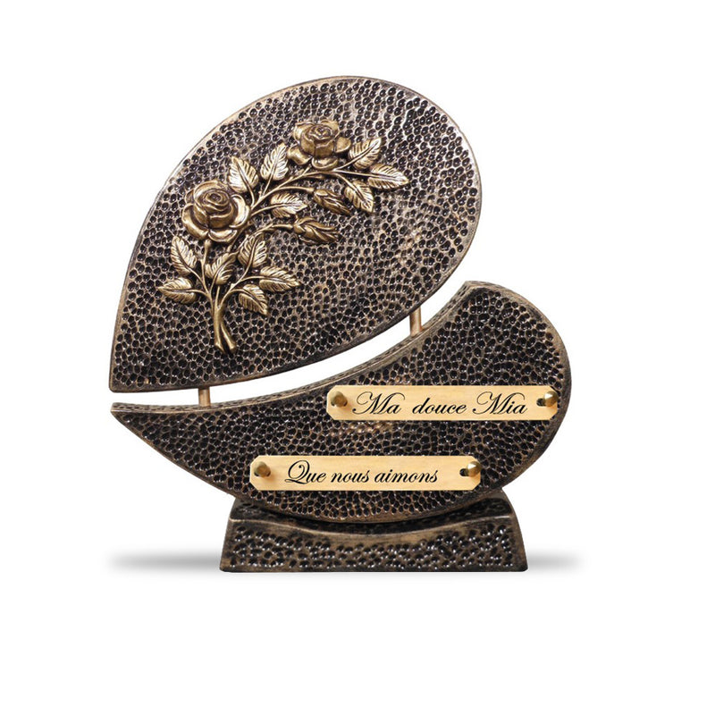 Plaque funéraire plaque-contemporaine-coeur-et-bronze 28 Plaquedeces.fr
