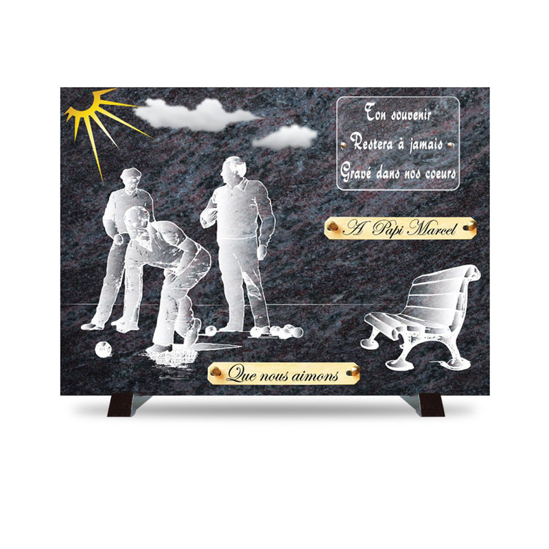 Plaque funéraire compogranit-partie-de-petanque 6 Plaquedeces.fr
