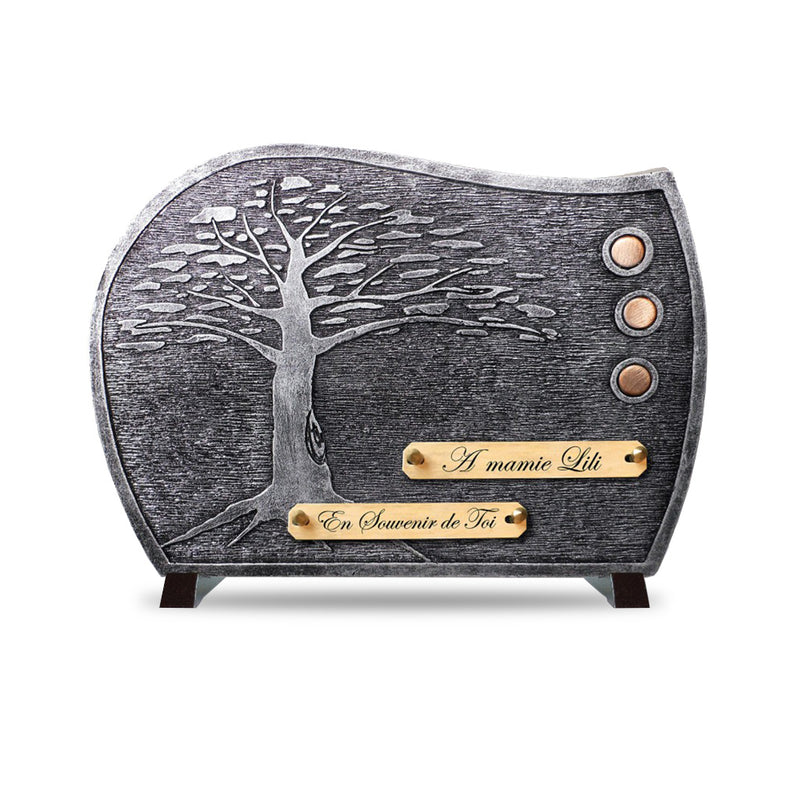 Plaque funéraire plaque-contemporaine-arbre-argent 22 Plaquedeces.fr
