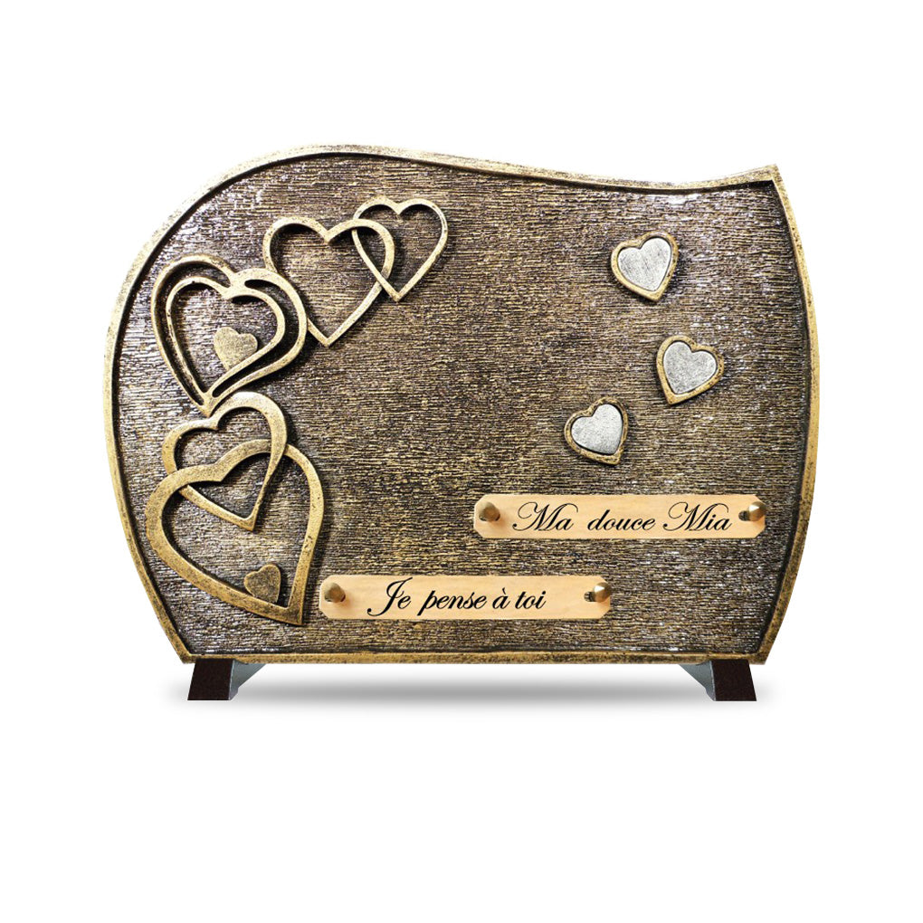 Plaque funéraire contemporaine cœur bronze